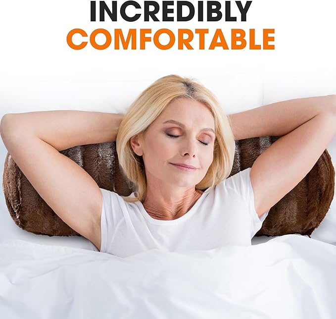 Cheer Collection Faux Fur Bolster Pillows – Soft Decorative Cylinder Pillows for Bed or Couch, Machine Washable – 8” x 24”, Set of 2, Choco