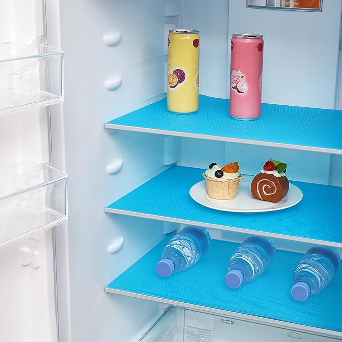 100% EVA Shelf Liner for Kitchen Cabinet, 12" x 240" Drawer Liners Non Adhesive Non Slip Waterproof Plastic Paper, Dresser Pantry Bathroom Refrigerator Protector, Blue