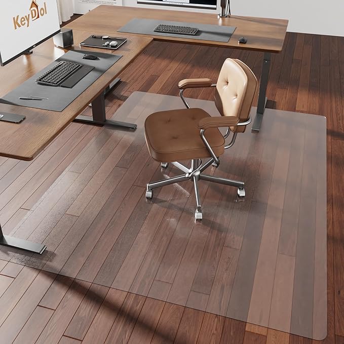 [Thickened to 2.0mm] 60"x75" Computer Chair Mat for Hardwood, PVC Office Mat for Hardwood Floor, Anti-Slip Rolling Chair Floor Protector,Vinyl Mats for Home, Under Desk Mats for Rolling Chairs