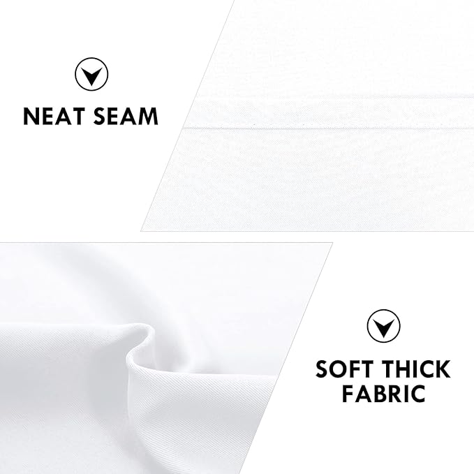 DWCN White Curtains for Living Room Thermal Insulated, 50% Light Blocking Curtains for Bedroom, Dining Room Window, W 52x L 45 Inch, Set of 2 Rod Pocket Curtain Panels