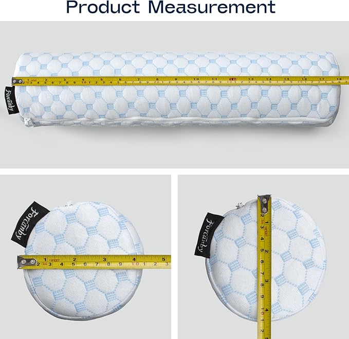Neck Roll Pillow, Memory Foam Neck Support Pillows, Round Neck Pillows, Cylinder Bolster Pillows for Bed, Couch, and Yoga, Removable Washable Cover,18 * 4.1 * 4.1inch (Cool-Blue)