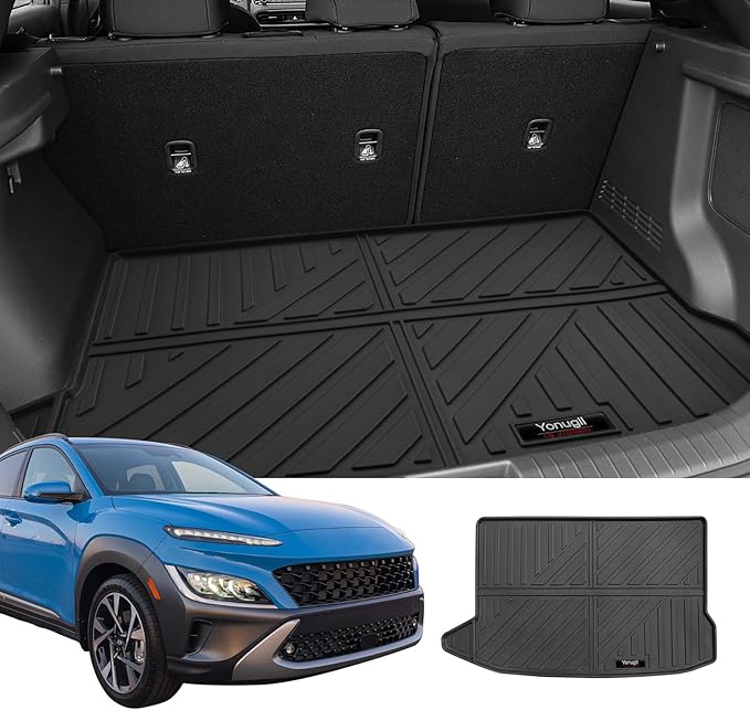 Custom Car Cargo Mats Trunk Liner All Weather TPE Protection Mat Accessories (for 2018-2023 Kona)