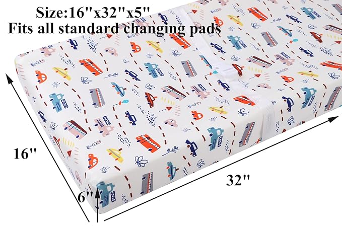 Changing Pad Cover Set 3 Pack Jersey Knit Ultra Soft for Baby Boys Girls Rocket Satellite/Car/Bus