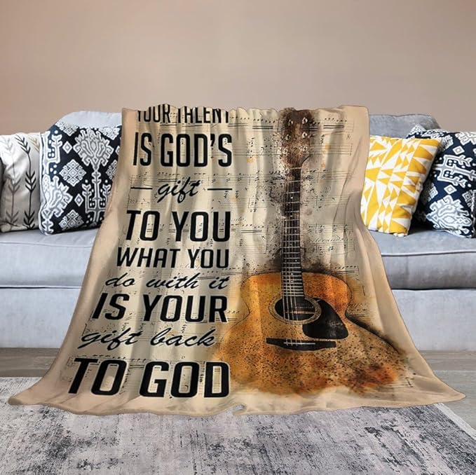 Guitar Music Blanket Gifts for Girls Women Men - Soft Warm Cozy Fleece Throw for Kids Adults - Couch Sofa Bed 40"x50"