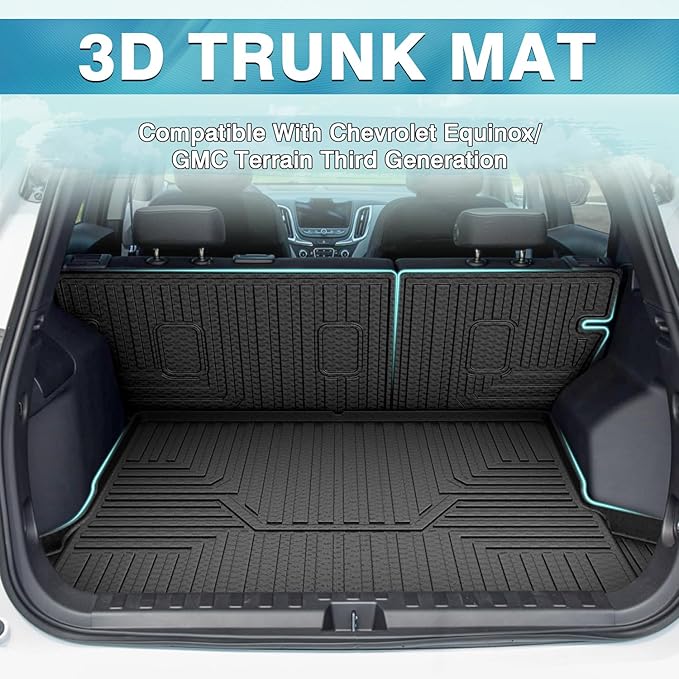 Mixsuper Cargo Liner for Chevrolet Equinox/GMC Terrain 2018-2024, Trunk Mat Backrest Mat for Equinox/Terrain Accessories Cargo Mat Rear Trunk Liner Black