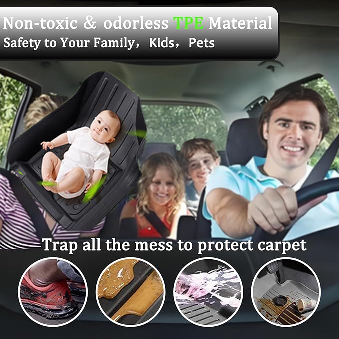 CRV Floor Mats Compatible with 2007-2011 Honda CR-V，All Weather Protection Waterproof Durable Anti-Slip Odorless Custom-fit TPE Floor Liner Front and Rear Row Set