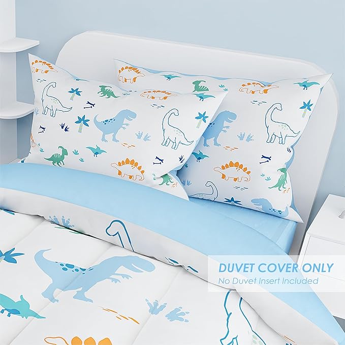 SANDJEST Dinosaur Duvet Cover Sets Full Size for Kids Boys, Incude 1 Polyester Comforter Cover 80x90 Inches and 2 Pillowcases 20x26 Inches, Comforter Not Included, Gift for Christmas Birthday