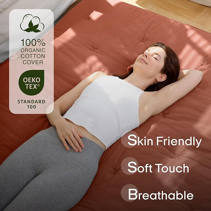 ZonLi Japanese Floor Futon Mattress Twin Size 75"x 39", 100% Cotton Cover 4'' Thicken Tatami Mattress, Foldable Sleeping Pad, Portable Dormitory Tatami Mat, Roll Up Floor Lounger Bed for Adult