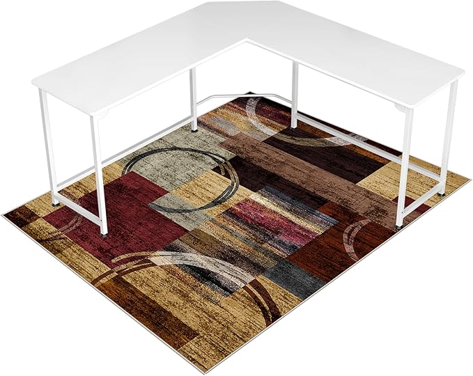 Office Chair Mat for Hardwood Floor&Tile Floor,48"X 60" Heavy Duty Desk Chair Mat for Hard Floors,Under Desk Rug for Rolling Computer Chair,Anti Slip,Low Pile Carpet Floor-Geo Multi