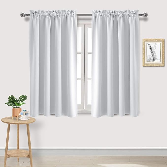DWCN White Room Darkening Blackout Curtains - Thermal Insulated Privacy Energy Saving Window Curtain Drapes 52 x 54 inch Length, Set of 2 Bedroom Living Room Curtains
