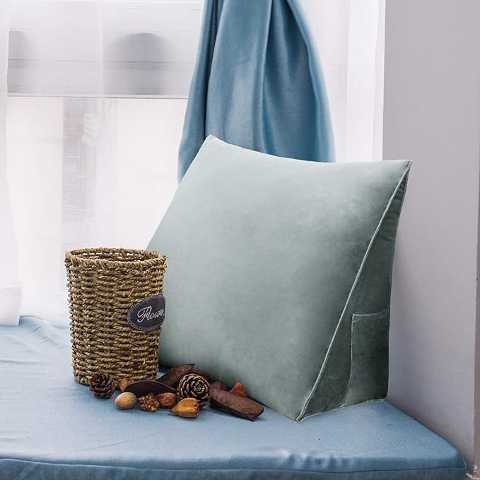 Wedge Headboard Pillow Dorm Room Reading Pillow Back Support for Sitting Up in Bed Bolster Lumbar Cushion Body Positioning Bedrest (Light Gray, 24x8x20 in)
