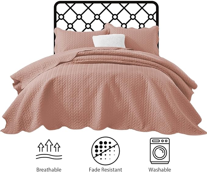 IR Imperial Rooms Twin Quilt Bedding Set (68” x 86”) - Bulk Pack of 10 Wholesale for Hotels, Guest Bedroom & Airbnbs - Lightweight Microfiber Reversible Embossed Quilts Bedspreads (Peach)