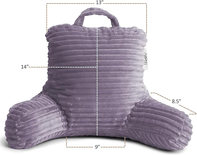 Nestl Reading Pillow for Kids & Teens with Shredded Memory Foam, Luxe Cut Plush Backrest Pillows for Reading and Gaming, for use on Couch or Bed, Adjustable Support with Washable Cover Dusty Purple