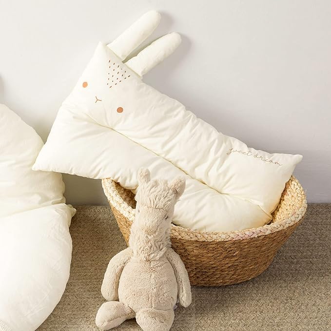 Choc chick Toddler Pillow,20X12inches Machine Washable 100% Cotton Pillowcase Soft Hypoallergenic Kids Pillows,Child Cute Animal Perfect Toddler Pillows for Sleeping 2 Years Old (Rabbit)