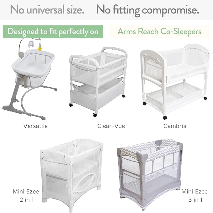 Bassinet Fitted Sheets Compatible with Arms Reach Cosleeper Versatile, Clear-Vue, Cambria and Mini– Snuggly Soft 100% Jersey Cotton – Dusty Blue + Navy – 2 Pack – Not for Ideal Ezee