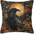 Mystical Raven Art Print Decor, William Morris Abstract Vintage Floral Design 20x20 inches Throw Pillow Covers Square Pillowcases Decor for Bed Couch Sofa Room Cushion Covers