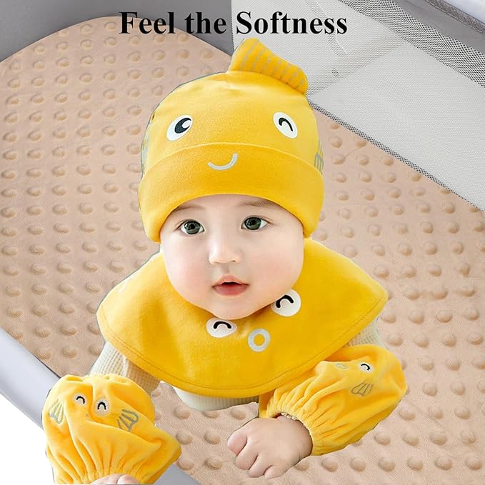 Dot Bassinet Sheet Set 2 Pack Stretch Fitted Bedside Sleeper Bassinet Sheets Sheets,Ultra Soft, for Baby Girls and Boys Light Coffee, Bear