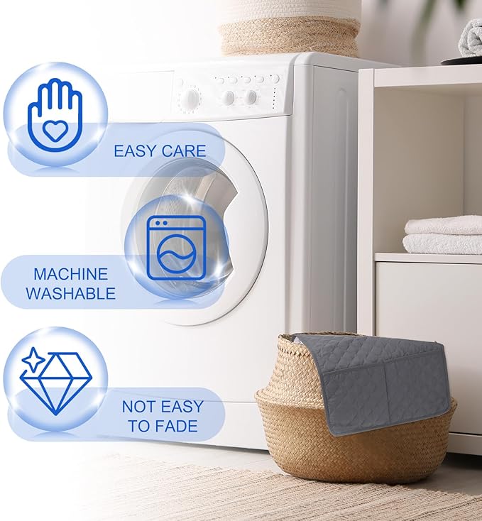 uxcell 3 PCS Armrest Covers, Couch Arm Cover Furniture Protect Slide Recliner Chair Armchair Covers with Side Storage Pocket for Sofa Recliner, Ecru