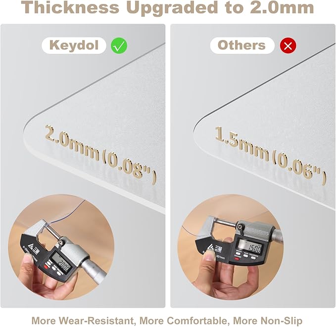 [Thickened to 2.0mm] 60"x75" Computer Chair Mat for Hardwood, PVC Office Mat for Hardwood Floor, Anti-Slip Rolling Chair Floor Protector,Vinyl Mats for Home, Under Desk Mats for Rolling Chairs