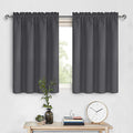 DWCN Short Blackout Curtains 36 inches Length 2 Panels Set, Half Window Rod Pocket Privacy Curtain Tiers for Kitchen, Room Darkening Curtains for Bathroom Shades (W42 x L36 Inch, Dark Grey)