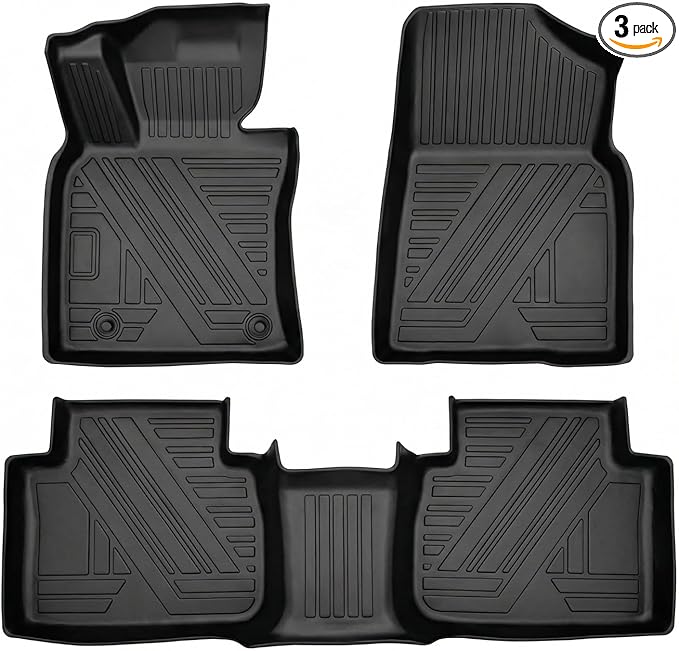Camry Floor Mats Compatible with 2018-2025 Toyota Camry FWD Models, Non Hybrid or AWD Models，All Weather 3D Tech Waterproof Durable Anti-Slip TPE Floor Liners 1st ＆ 2nd Row Custom-fit Set Accessories