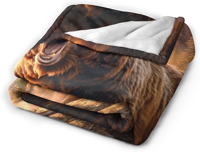 Bear Animal Throw Blanket - Gifts and Decor for Cabin, Girls, Women, Boys, Men - Soft Warm Cozy Fleece for Couch, Sofa, Bed 60"x50"