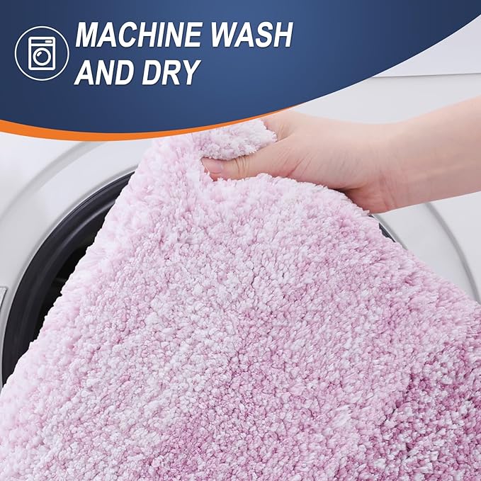 OLANLY Bathroom Runner Rugs 47x24, Extra Soft Absorbent Microfiber Bath Rugs, Rubber Backing, Quick Dry, Washable Bath Mats for Bathroom Floor, Tub and Shower, Home Decor Accessories, Pinkish-Purple