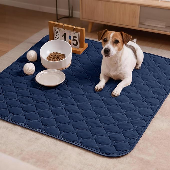 gogobunny 100% Double Sided Waterproof Dog Blanket Soft Pet Bed Cover Reversible Protect Furniture Couch Sofa Car for Puppy Large Dog Cat (Dark Navy/Light Navy, 30x30 Inch (Pack of 1))