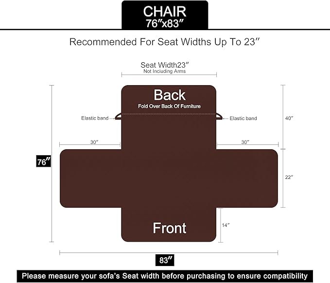 U-NICE HOME Recliner Chair Covers Reversible Chair Cover Pet Covers for Dogs with Elastic Straps Water Resistant Diamond Quilted (23''Recliner Small, Brown/Beige)