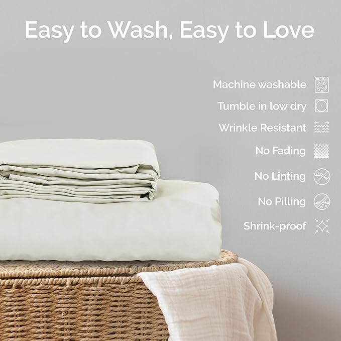 Duvet Cover Set - 100% Viscose Derived from Bamboo Duvet Cover Queen Size, 3 PC Luxury Cooling Duvet Cover for Hot Sleepers, Silky Buttery Soft Comforter Cover & 2 PC Queen Pillowcases, Ivory