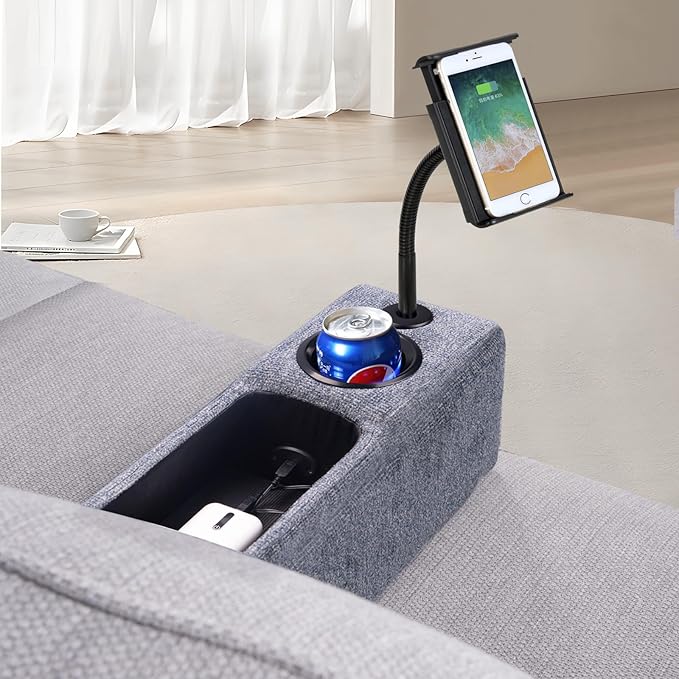 Multifunctional Sofa Armrest, Couch Armrest with Wireless Charge Stand, Removable Couch Caddy with Storage,Including LED Reading Light,Navy