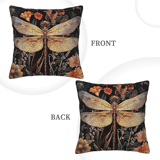 William Morris Abstract Vintage Floral Dragonfly Design 18x18 inches Throw Pillow Covers Square Pillowcases Decor for Bed Couch Sofa Living Room Cushion Covers