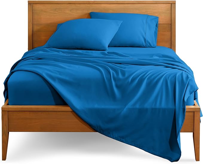 Bare Home Twin Sheet Set - 1800 Ultra-Soft Microfiber Twin Bed Sheets - Double Brushed - Deep Pockets - Easy Fit - Extra Soft - 3 Piece Set - Bedding Sheets & Pillowcases (Twin, Medium Blue)