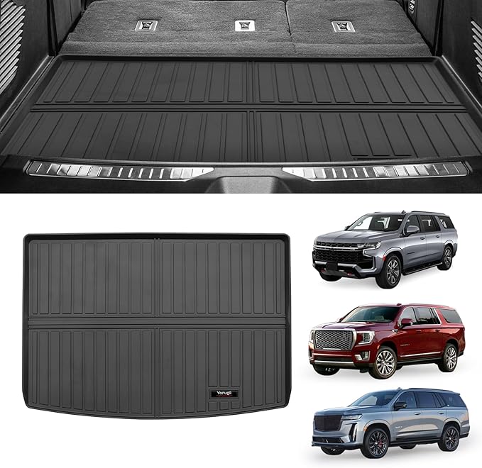 Custom Car Cargo Mats Trunk Liner All Weather TPE Protection Mat Accessories (for 2021-2026 Suburban/Yukon XL/Escalade ESV)