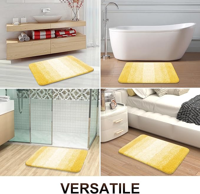 OLANLY Bathroom Runner Rugs 70x24, Extra Soft Absorbent Microfiber Bath Rugs, Rubber Backing, Quick Dry, Machine Washable Bath Mats for Bathroom Floor, Tub and Shower, Home Decor Accessories, Yellow