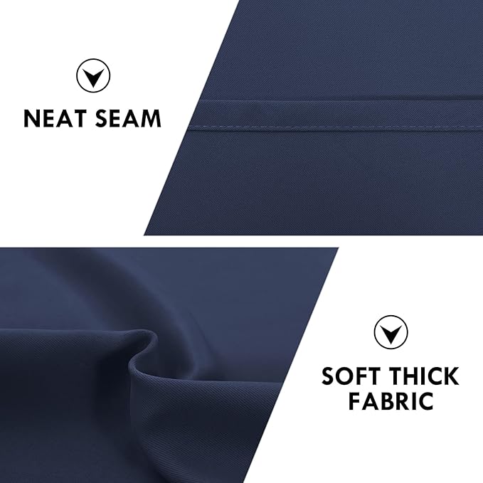 DWCN Blackout Curtains Room Darkening Thermal Insulated Bedroom Curtains Window Curtain Panels, 42 x 84 inches Long, Set of 2 Navy Rod Pocket Drapes