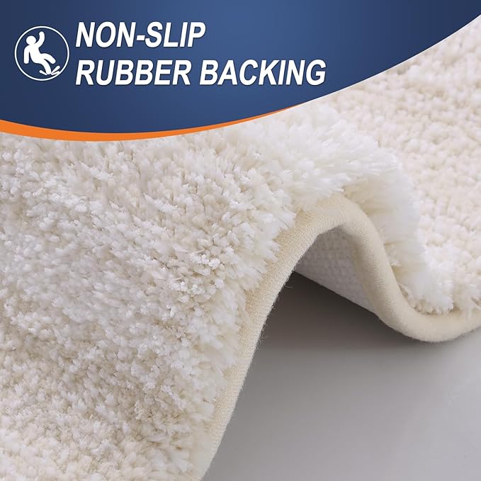 OLANLY Bathroom Rugs Mat 36x24, Extra Soft Absorbent Microfiber Bath Rugs, Rubber Backing, Quick Dry, Machine Washable Bath Mats for Bathroom Floor, Tub and Shower, Home Decor Accessories, Light Beige