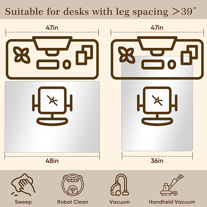 36"x48" Tempered Glass Office Chair Mat for Carpet & Hardwood Floor, 1/6" Thick Clear Floor Protector Desk Chair Mat with Rounded and Polished Edges