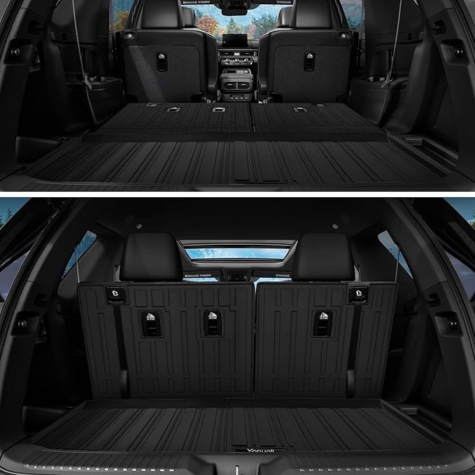 Custom for 2016-2025 Honda Pilot Cargo Mats Trunk Liner and 3rd Rear Seat Backrest Mats All Weather TPE Protection Mat Accessories (for 2016-2025 Honda Pilot)