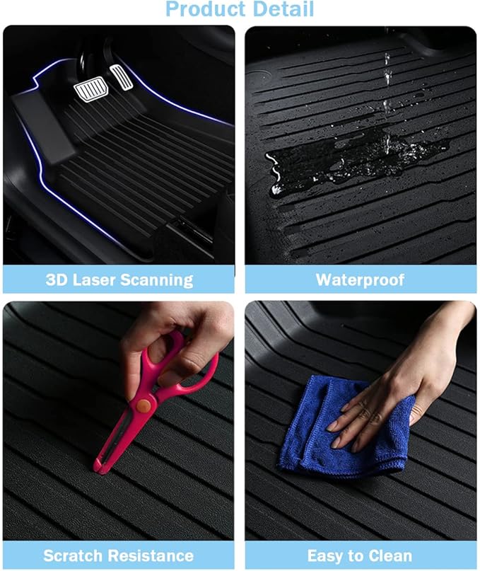 Camry Floor Mats Compatible with 2018-2025 Toyota Camry FWD Models, Non Hybrid or AWD Models，All Weather 3D Tech Waterproof Durable Anti-Slip TPE Floor Liners 1st ＆ 2nd Row Custom-fit Set Accessories