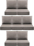 Luxury 6" Outdoor Cushions for Patio Furniture, 24x24x6" Thick Seat Cushion Set of 7, Fade Resistant Couch Chair Replacement Cushions High Density Deep Wicker Chair Cushion w/ Removable Cover Gray