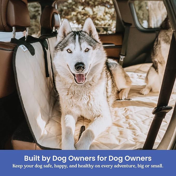 4Knines Split Cargo Liner for SUV – For Dogs & Pets, Heavy-Duty, Waterproof Trunk Mat & Cargo Cover – Fits 60/40 Split Bench & Armrest Pass-Through – Machine Washable, Non-Slip, Durable (Large, Beige)