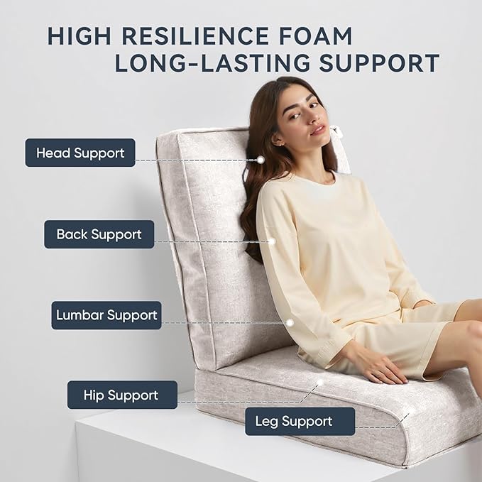 10-Piece Outdoor Patio Cushion Set - Fade & Water Resistant with Removable Olefin Cover, 22x24x4 Inch Memory Foam Cushions for Wicker Sectional Sofa – Beige/Regular