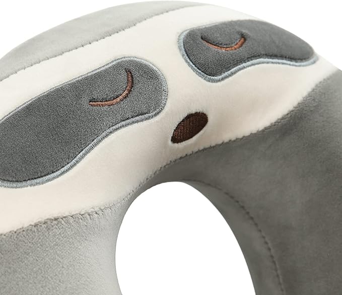 Niuniu Daddy Travel Neck Pillow - Pure Memory Foam Cervical Support Pillow for Sleeping on Airplane, Car, Train for Long Trips - Sloth Design for Kids Age 8+, Teens, Adults, Boys, Girls