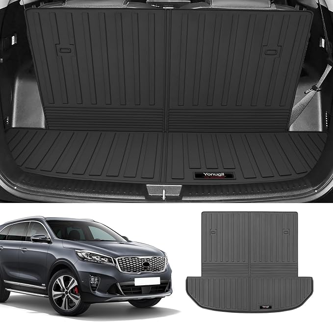 Custom for 2016-2020 Kia Sorento 7 Seat Cargo Mats Trunk Liner with 3rd Rear Seat Backrest Mats All Weather TPE Protection Mat Accessories (for 2016-2020 Kia Sorento)