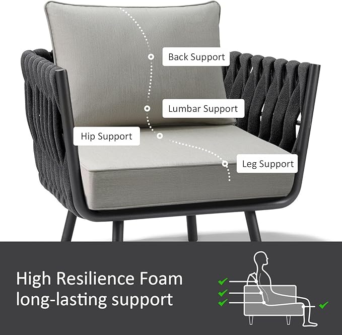 Sunbrella Outdoor Patio Chair Cushions Set, 24" x 24", Set of 2, Water-Repellent, Fade Resistant, Deep Seat Cushion for Backyard, Couch, Sofa and Patio Furniture, Specrtum Pebble