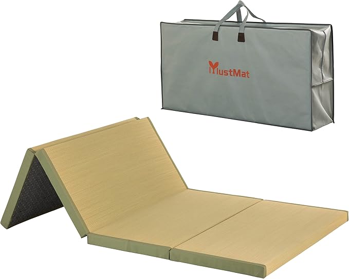 MustMat Thick Tatami Mat Twin XL Floor Mattress Japanese Tatami Bed with Storage Bag 39 x 80 x 2 in (Green)
