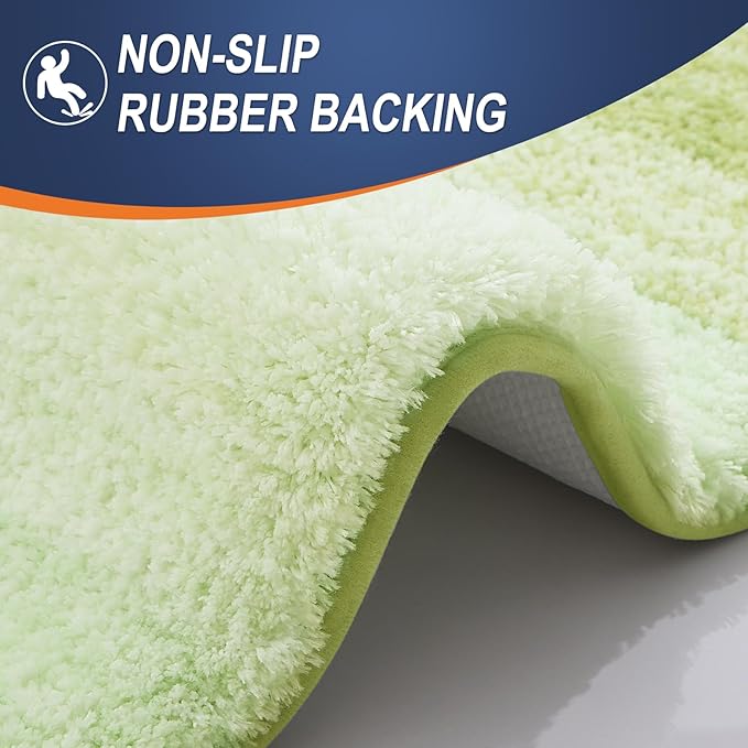OLANLY Bathroom Rugs Mat 24x16, Extra Soft Absorbent Microfiber Bath Rugs, Rubber Backing, Quick Dry, Machine Washable Bath Mats for Bathroom Floor, Tub and Shower, Home Decor Accessories, Light Green