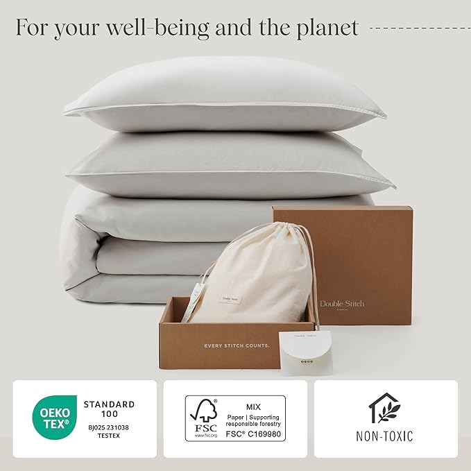 Double Stitch Cotton Tencel Duvet Cover - King Size Comforter Cover, Luxury & Soft Eucalyptus Lyocell Bedding Set for Hot Sleepers, Cooling & Breathable, Button Closure, Winter Sky, 106"x90"