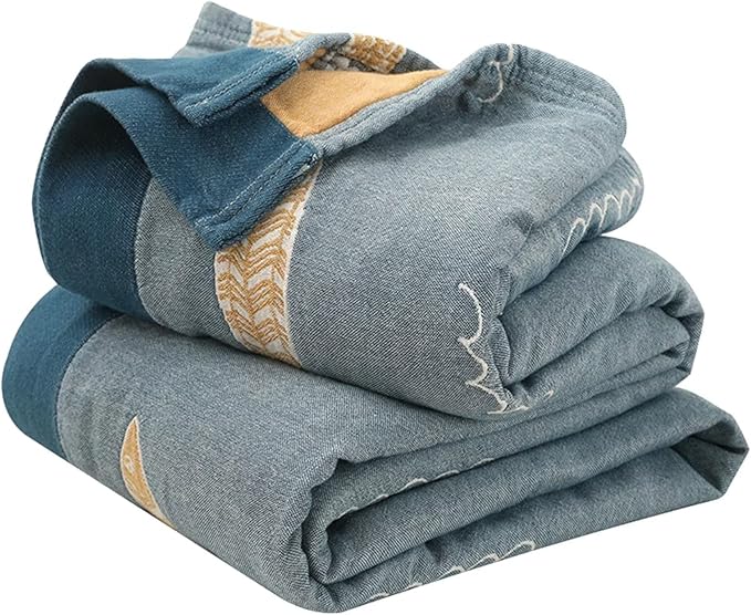 MSGKV Boho Throw Blanket 100% Cotton Woven Blanket for Couch Sofa Bed Double Sided Knit Throw Reversible Fall Blankets 80''Wx 90''L